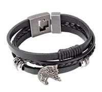 SECFOU Pulsera de Cuero Obsequio Especial Diseño de Águila para Hombre Pulsera de Aleación Negra, Estilo Moderno y Elegante para Uso Diario