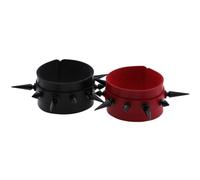 SECFOU Pulsera Punk de Cuero Pu Remaches Cónicos, Brazalete Ancho Doble Capa, Ajustable, para Hombre y Mujer, Decoración de Muñeca, Pack 2 Unidades Rojo y Negro, Estilo Gótico y Rock