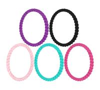 SECFOU Pulseras de Silicona Elásticas para Mujer 5 Colores Surtidos, Pulsera Decorativa Flexible de Gel de Sílice, Muñequera Ligera para Fiestas, Uso Diario y Festivales Color Aleatorio