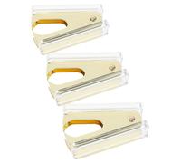 SECFOU Quitagrapas Acrílico Transparente Dorado, Juego de 3 Piezas, Herramienta Práctica para Oficina, Escuela y Hogar, Extractor Ergonómico de Grapas para Material de Oficina