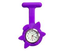 SECFOU Reloj Colgante de Bolsillo de Silicona Forma de Girasol, Púrpura, Fácil de Leer, para Médico y Enfermera, Reloj de Enfermera Colgante Médico