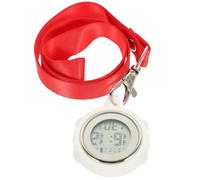 SECFOU Reloj de Bolsillo Digital para Enfermería con Diseño de Hebilla y Correa Roja Ligero Resistente y Preciso para Colgar Uniformes y Uso Diario