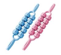 SECFOU Rodillo de Masaje Manual 2 Piezas para Recuperación Muscular, Palo de Fascia 10 Ruedas para Piernas y Espalda, Masajeador Corporal Portátil en Plástico, Uso en Fisioterapia