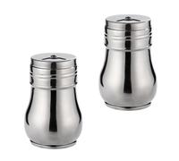 SECFOU Salero y Pimentero de Acero Inoxidable 2 Piezas con Tapa Giratoria y Diseño con Varios Tipos de Agujeros, Fácil de Limpiar y Apto para Lavavajillas para Cocina