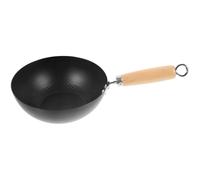 SECFOU Sartén Wok Japonés de Hierro Forjado 20 Cm sin Revestimiento, Sartén para Cocinar en Estufas de Gas E Inducción, Olla Multifunción para Freír y Hervir, Utensilio de Cocina