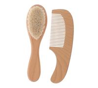 SECFOU Set De Cepillo Suave Cabello Del Ñiño y Peine De Madera, Cuidado Delicado Del Cuero Cabelludo, Kit Para Recién Nacido, Ligero y Resistente, Higiene Diaria Para Bebés