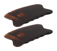 SECFOU Tabla de Raspado Gua Sha de Cuerno Natural, 2 Piezas, Masajeador Facial y Corporal para Cuidado Piel, Herramienta de Raspado para Rostro y Cuello, Uso en Hogar, Spa y