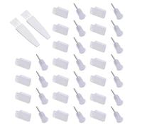 SECFOU Tapones Antipolvo Tipo C Transparentes, 20 Pares para Enchufe USB y Conector Jack, 2 Cepillos Blancos para Limpieza, Protección contra Polvo y Suciedad para Teléfonos Móviles