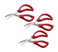 SECFOU Tijeras para Mariscos de Acero Inoxidable Rojo, Paquete de 3 Piezas Diseño Curvado y Corte Cómodo para Línea de Camarones en Cocina