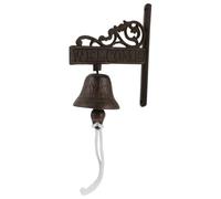 SECFOU Timbre Manual de Puerta Vintage de Hierro Fundido, Campana Colgante Rústica Resistente Intemperie para Jardín, Hogar y Granja, Campanilla Decorativa Estilo Antiguo