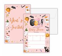 seclate Invitaciones para baby shower, 4 x 6 pulgadas, A Little Boo, tarjetas de invitaciones de fiesta de revelación de género para suministros de decoración de fiesta de Halloween (25 piezas) - A07