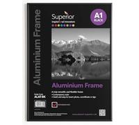 Seco, ALA1-BK - aluminio marco de fotos, vidrio de seguridad con diseño de formato vertical u horizontal, come con un acabado en negro - A1, metal, negro, A1