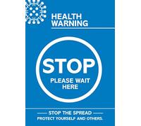 SECO Coronavirus Essential Poster "Health Warning - STOP - Please Wait Here", A4, azul y blanco