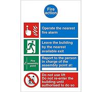 Seco Fire Action With Do Not Use Lift Sign, 150mm x 200mm - 1mm Semi Rigid Plastic