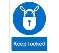 Seco Letrero con texto en inglés "Keep Locked", 150 mm x 200 mm, vinilo autoadhesivo
