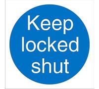 Seco Letrero con texto en inglés "Keep Locked Shut", 200 mm x 200 mm, vinilo autoadhesivo