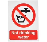 Seco Letrero con texto en inglés "Not Drinking Water", 150 mm x 200 mm, vinilo autoadhesivo, negro/rojo/blanco
