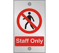 Seco Letrero con texto en inglés «Staff Only», 120 mm x 200 mm - 5 mm, acrílico transparente con fijaciones de soporte