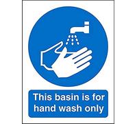 Seco Letrero con texto en inglés «This Basin is for Hand Wash Only», 150 mm x 200 mm, plástico semirrígido de 1 mm