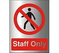 Seco Letrero con texto "Staff Only", 150 mm x 200 mm, compuesto de aluminio cepillado de 1,5 mm