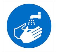 Seco Letrero de pictograma Now Wash Your Hands, 200 mm x 200 mm, plástico semirrígido de 1 mm