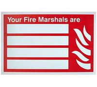 Seco Letrero de plástico semirrígido con texto en inglés "Your Fire Marshals are & Fire", 300 mm x 200 mm, 1 mm