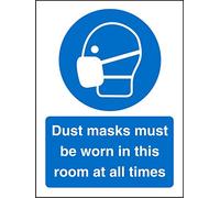 Seco Letrero de vinilo autoadhesivo con texto en inglés "Dust Masks Must Be Worn In This Room At All Times", 200 mm x 300 mm