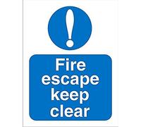 Seco Letrero Fire Escape Keep Clear, 200 mm x 300 mm, plástico semirrígido de 1 mm