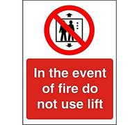 Seco Señal con texto en inglés "In Event of Fire Do Not Use Lift", 150 mm x 200 mm, plástico semirrígido de 1 mm