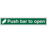 Seco Señal con texto en inglés "Push Bar to Open", 450 mm x 75 mm, plástico semirrígido de 1 mm