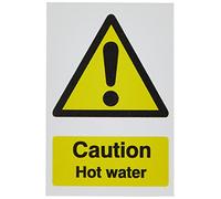 Seco Señal de advertencia de agua caliente, 150 mm x 200 mm, vinilo autoadhesivo