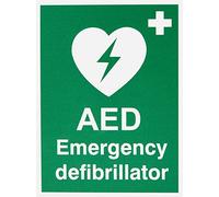 Seco Señal de desfibrilador de emergencia AED, 150 mm x 200 mm, plástico semirrígido de 1 mm