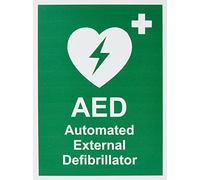 Seco Señal de desfibrilador externo automatizado, 150 mm x 200 mm, plástico semirrígido de 1 mm