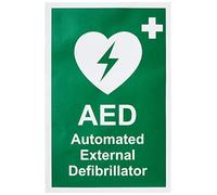 Seco Señal de desfibrilador externo automatizado, 200 mm x 300 mm, vinilo autoadhesivo