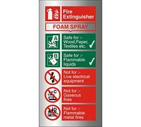 Seco Señal de extintor de espuma en aerosol, 100 mm x 200 mm, compuesto de aluminio cepillado de 1,5 mm