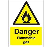 Seco Señal de gas inflamable de peligro, 200 mm x 300 mm, plástico semirrígido de 1 mm