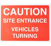Seco Señal de giro de vehículos de entrada en el sitio, 400 mm x 300 mm, espuma de PVC de 3 mm