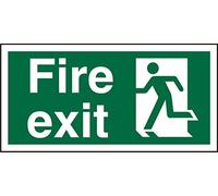 Seco Señal de salida de incendios con texto en inglés "Fire Exit & Man Running Left Sign", 200 mm x 100 mm, plástico semirrígido de 1 mm