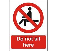 Seco Señal de vinilo autoadhesivo con texto en inglés "Do Not Sit Here", 150 mm x 200 mm