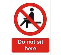 Seco Señal de vinilo autoadhesivo con texto en inglés "Do Not Sit Here", 200 mm x 300 mm