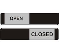 Seco Señal deslizante abierta/cerrada, 255 mm x 52 mm, aluminio/PVC