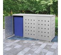 SECOLI Caja de 3 contenedores de basura, 3 toneladas, 3 unidades, 240 l, caja de metal con cerradura, acero inoxidable, plata, 3 toneladas, 207 x 77,5 x 115 cm