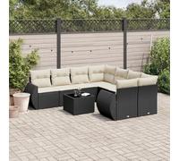SECOLI Juego de muebles de jardín de ratán con espacio de almacenamiento, 4 - 12 personas, muchos modelos y colores, incluye cojines extra gruesos, muebles de salón para exteriores, color negro, 9