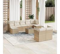 SECOLI Juego de muebles de jardín de ratán con espacio de almacenamiento, 4 - 12 personas, muchos modelos y colores, incluye cojines extra gruesos, muebles de salón para exteriores, color beige, 10