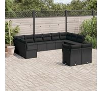 SECOLI Juego de muebles de jardín de ratán con espacio de almacenamiento, 4 - 12 personas, muchos modelos y colores, incluye cojines extra gruesos, muebles de salón para exteriores, color negro, 12