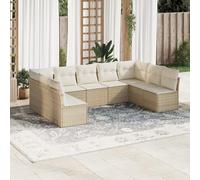 SECOLI Juego de muebles de jardín de ratán, con espacio de almacenamiento, 4 - 12 personas, muchos modelos y colores, incluye cojines extra gruesos, muebles de salón para exteriores, color beige, 9