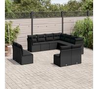 SECOLI Juego de muebles de jardín de ratán con espacio de almacenamiento, 4 - 12 personas, muchos modelos y colores, incluye cojines extra gruesos, muebles de salón para exteriores, color negro, 11