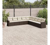 SECOLI Juego de muebles de jardín de ratán, con espacio de almacenamiento, 4 - 12 personas, muchos modelos y colores, incluye cojines extra gruesos, muebles de salón para exteriores, color marrón, 9