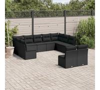 SECOLI Juego de muebles de jardín de ratán con espacio de almacenamiento, 4 - 12 personas, muchos modelos y colores, incluye cojines extra gruesos, muebles de salón para exteriores, color negro, 11