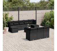 SECOLI Juego de muebles de jardín de ratán con espacio de almacenamiento, 4 - 12 personas, muchos modelos y colores, incluye cojines extra gruesos, muebles de salón para exteriores, color negro, 11